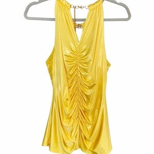 Cache Yellow Gold Chain Neck Top